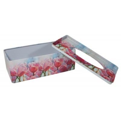 Plechová krabička na tissue Tulipány