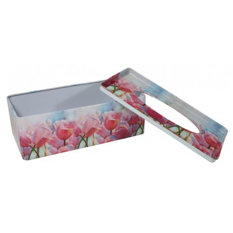 Plechová krabička na tissue Tulipány
