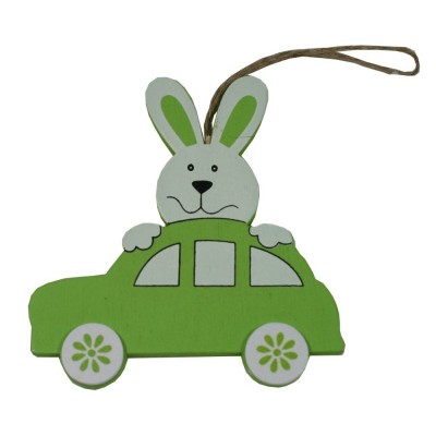 Dekorace závěsná auto se zajícem