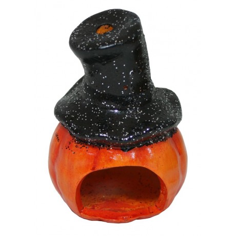 Dekorace svícen dýně v klobouku 14 cm