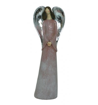 Anděl keramický se stříbrnými křídly 20 cm