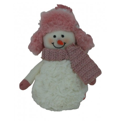 Sněhulák závěsný s růžovou čepicí 14cm