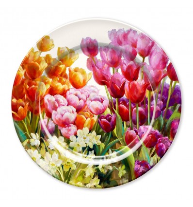 Talíř plechový Barevné tulipány