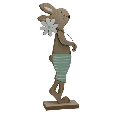Zajíc s kytkou v mint barvě vysoký 60cm