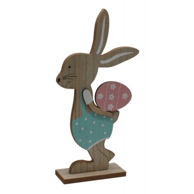Zajíček dřevěný s vajíčkem v barvě mint 24cm 4000072