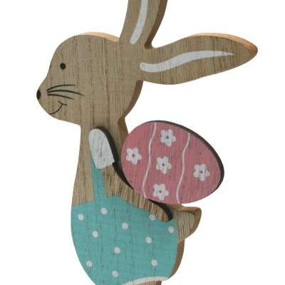Zajíček dřevěný s vajíčkem mint 30cm 4000074