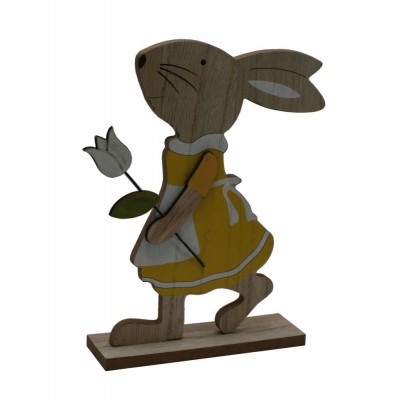 Zajíček v šatičkách dřevěný žlutý 24cm 4000075