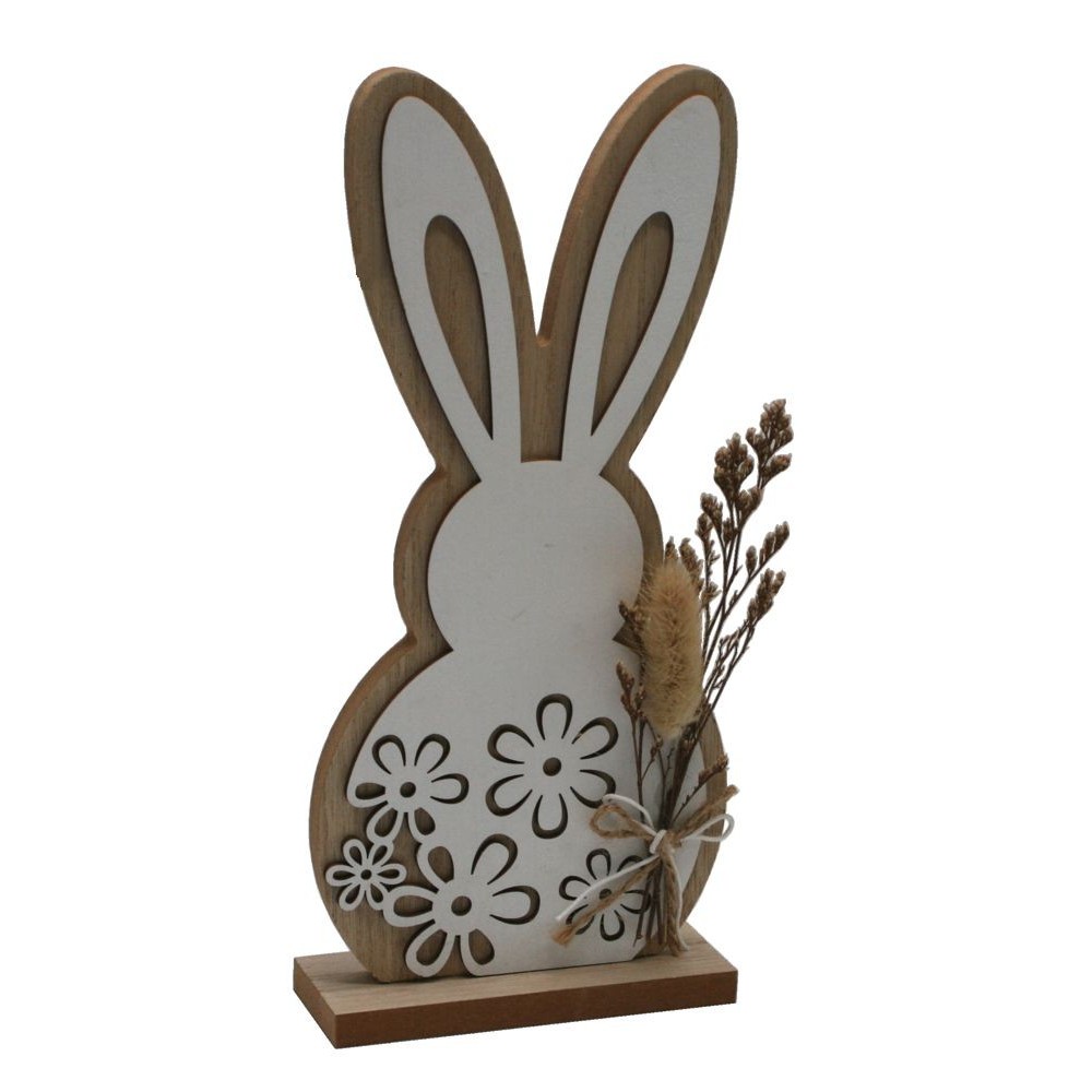 Zajíček dřevěný bílý dekor 24,5cm 4000083 Zajíček dřevěný bílý dekor 24,5cm 4000083
