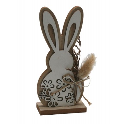 Zajíček dřevěný bílý dekora 19cm 4000084