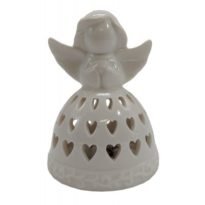 Anděl porcelánový bílý svítící LED 3130054