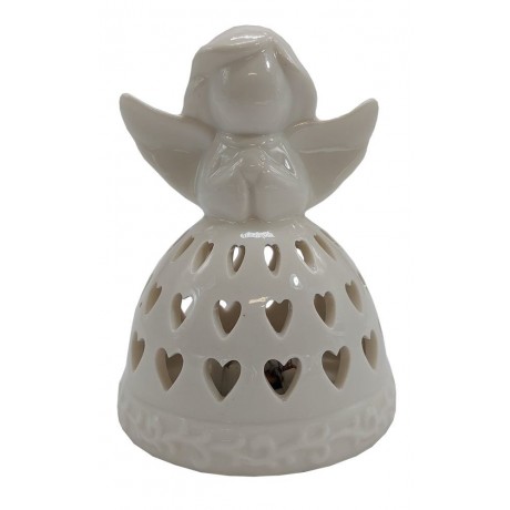 Anděl porcelánový bílý svítící LED 3130054
