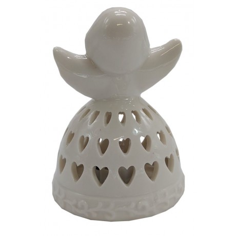 Anděl porcelánový bílý svítící LED 3130054