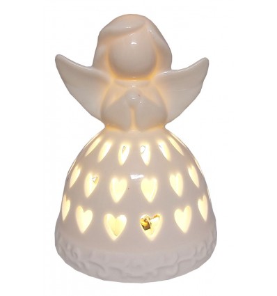 Anděl porcelánový bílý svítící LED 3130054