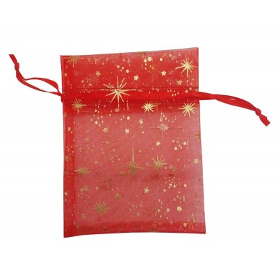 Sáček organza červené hvězdy 8700057A