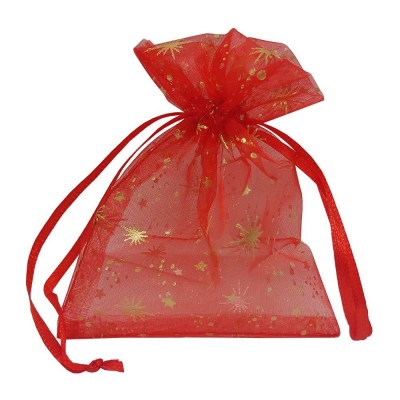 Sáček organza červené hvězdy 8700057A