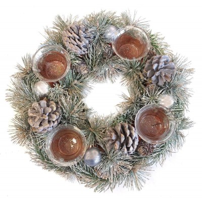 Adventní věnec větvičky+šišky glitr 3001201