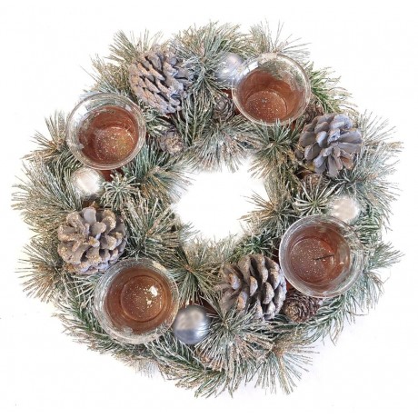 Adventní věnec větvičky+šišky glitr 3001201