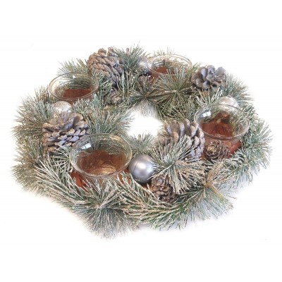 Adventní věnec větvičky+šišky glitr 3001201