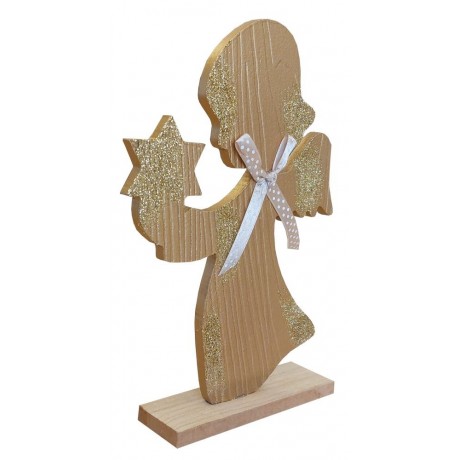 Dekorace anděl s hvězdou zlatý glitr 23 cm 2009252