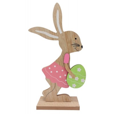 Zajíček dřevěný s vajíčkem pink 24cm 4000077