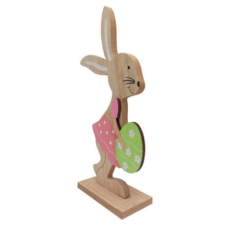 Zajíček dřevěný s vajíčkem pink 24cm 4000077