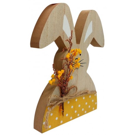 Zajíček s kytkou žlutý - 17cm 4000092