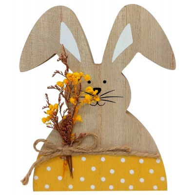Zajíček s kytkou žlutý - 17cm 4000092