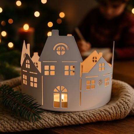 Svícen plechový domky průměr 11,5cm  9305105