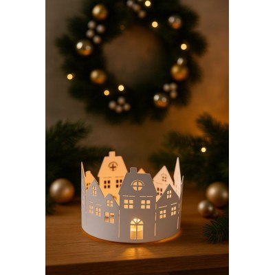Svícen plechový domky průměr 11,5cm  9305105