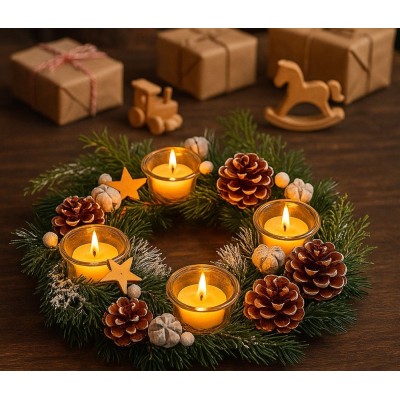 Adventní věnec s hvězdami 30cm 3001212C
