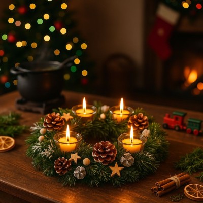 Adventní věnec s hvězdami 30cm 3001212C
