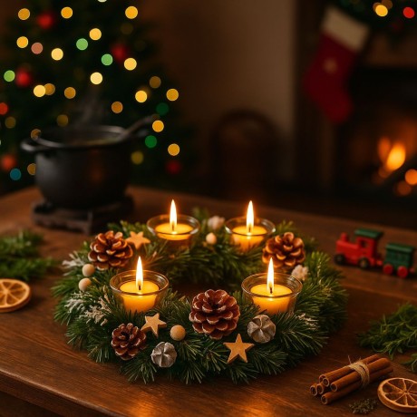 Adventní věnec s hvězdami 30cm 3001212C
