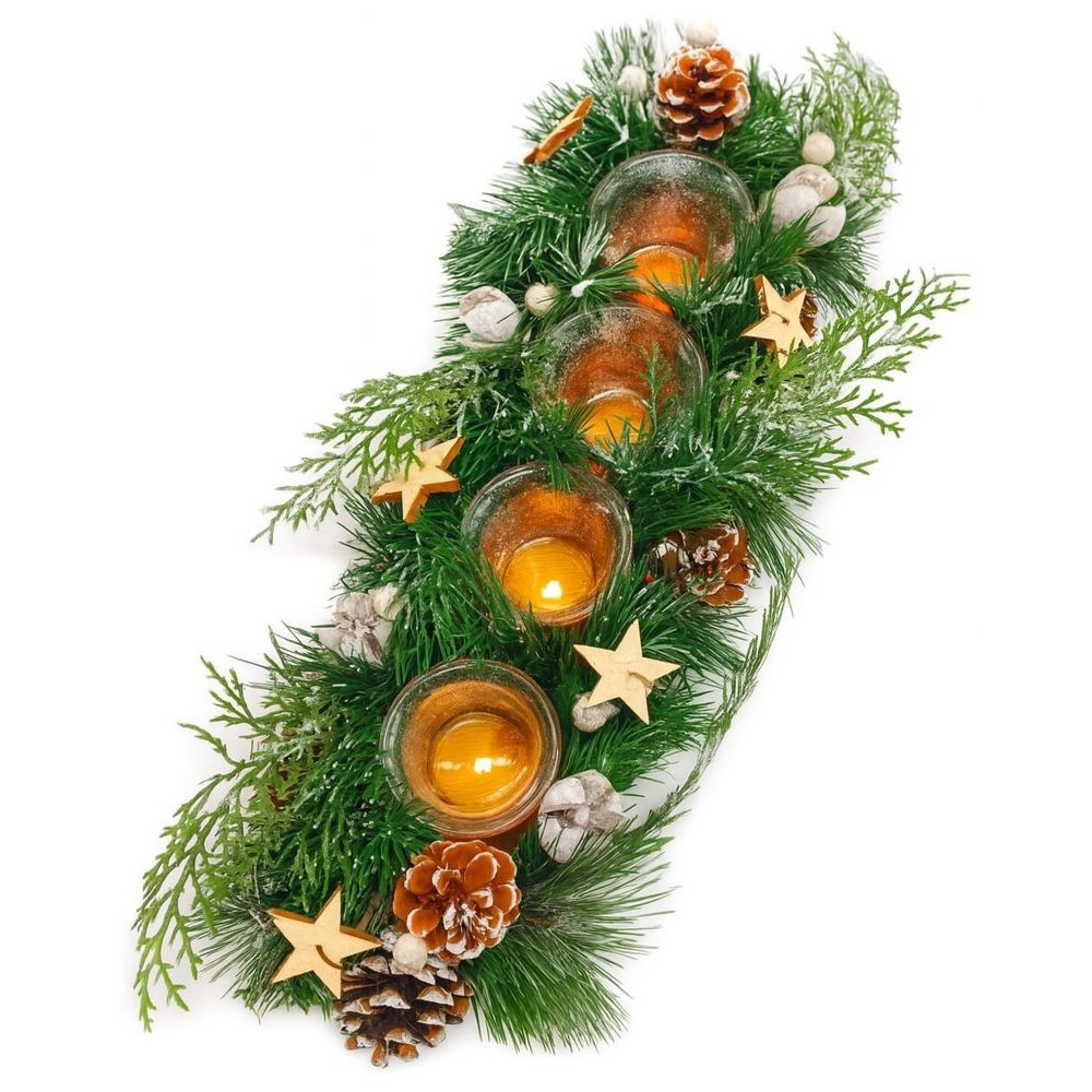 Adventní svícen obdélník jehličí 3001212A Adventní svícen obdélník jehličí 3001212A