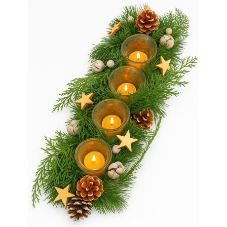 Adventní svícen obdélník jehličí  3001212A