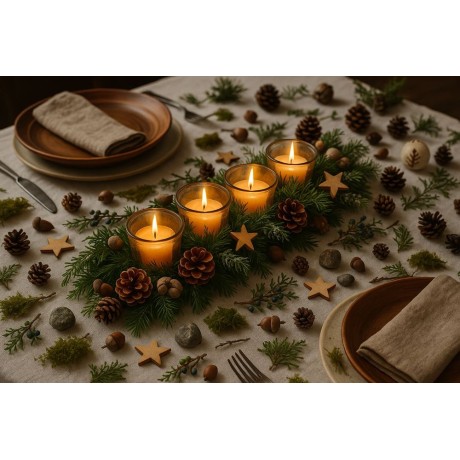 Adventní svícen obdélník jehličí  3001212A