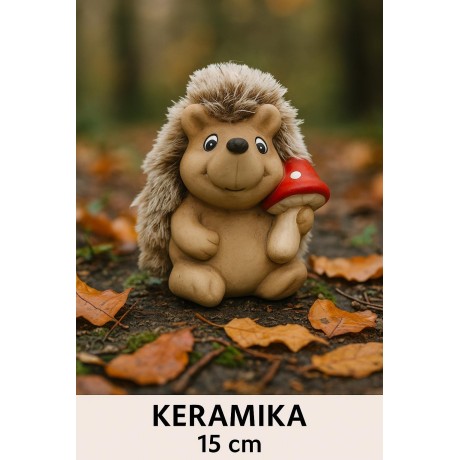 Ježek keramický s houbou 11cm 2000182A