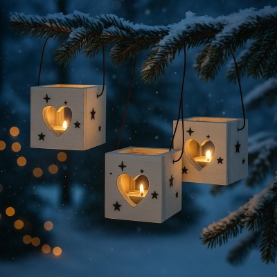 Svícen dřevěný se srdcem 7,5cm 9305128