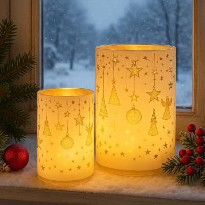 Svícen skleněný svítící LED ozdoby 9305402A