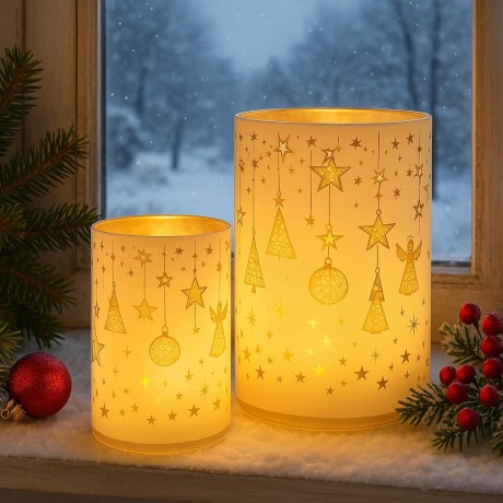 Svícen skleněný svítící LED ozdoby 9305402A
