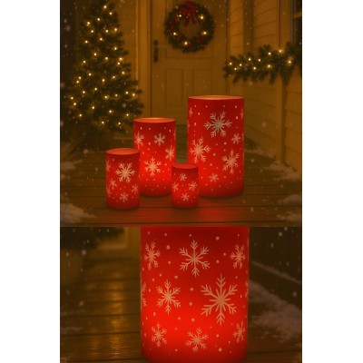 Svícen skleněný svítící LED vločky 9305401B