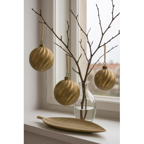 Koule zlatá dřevěná na zavěšení 12cm 3001601A