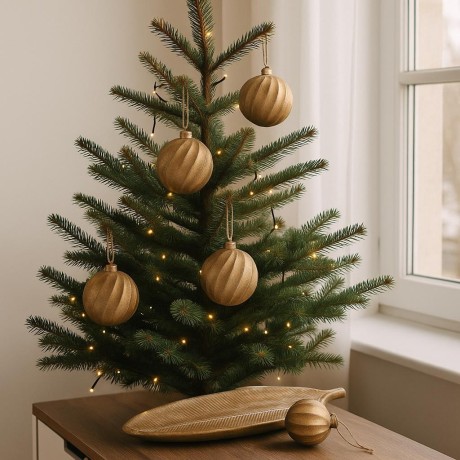 Koule zlatá dřevěná na zavěšení 12cm 3001601A