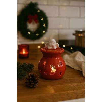 Aroma lampa červená s andělem 13cm 9000333