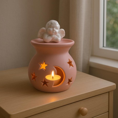 Aroma lampa růžová s andělem 13cm 9000318