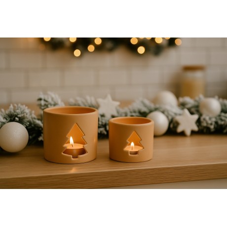 Svícen keramický stromek hnědý 7cm 9305095
