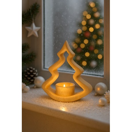 Svícen keramický stromek motiv dřevo14,5cm  9305110