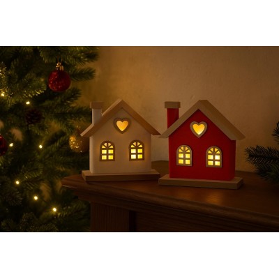 Domek filcový červený svítící 16*16cm 2009202-1B