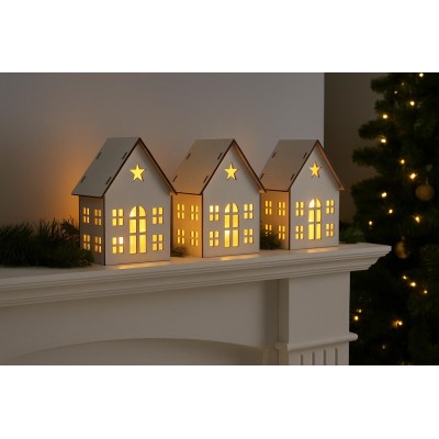 Domek bílý svítící LED 13*11cm 2009281