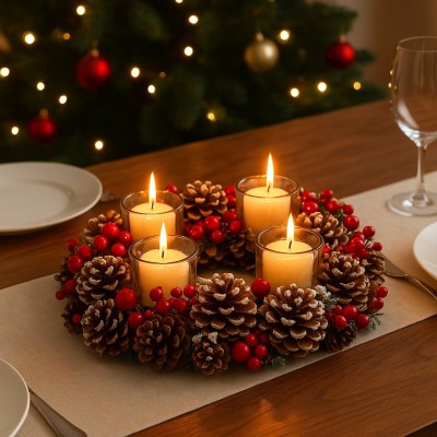 Goba Adventní věnec hvězdy dřevo-sklo 05