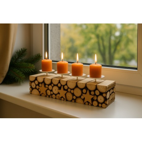Adventní svícen dřevěný 39*15*10cm 9305119